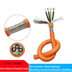 Servo Motor Shielded Cable 4Cores 15/13/11/9AWG driver Power Wire Power Cable Encoder Connection Wire Oil/Heat Resistant PVC