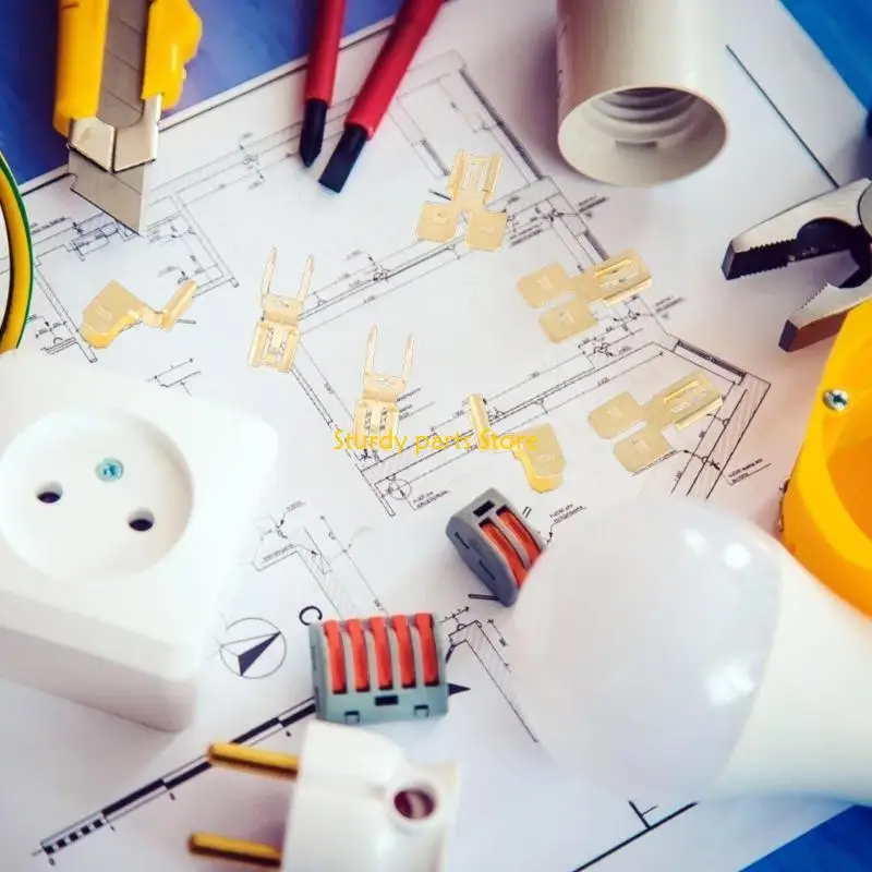 97QC 30 stuks niet-geïsoleerde messing spades-connectoren Terminals Adapter draad-spades-connectoren