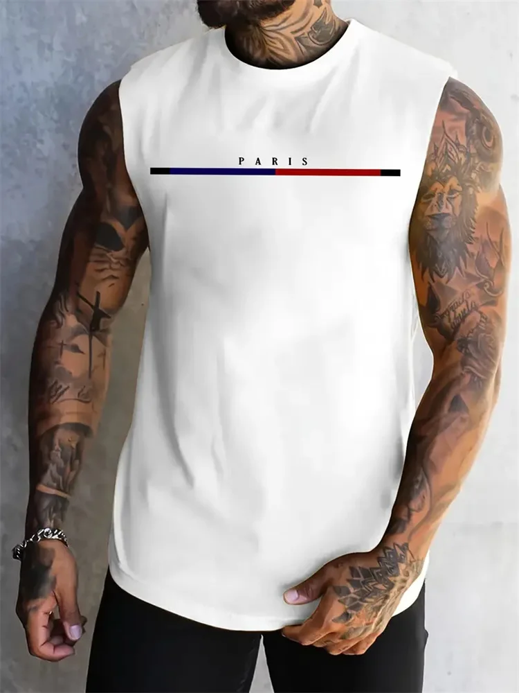 Summer new men's round neck vest mesh fitness basketball running breathable vest quick drying sweat absorbing T-shirt