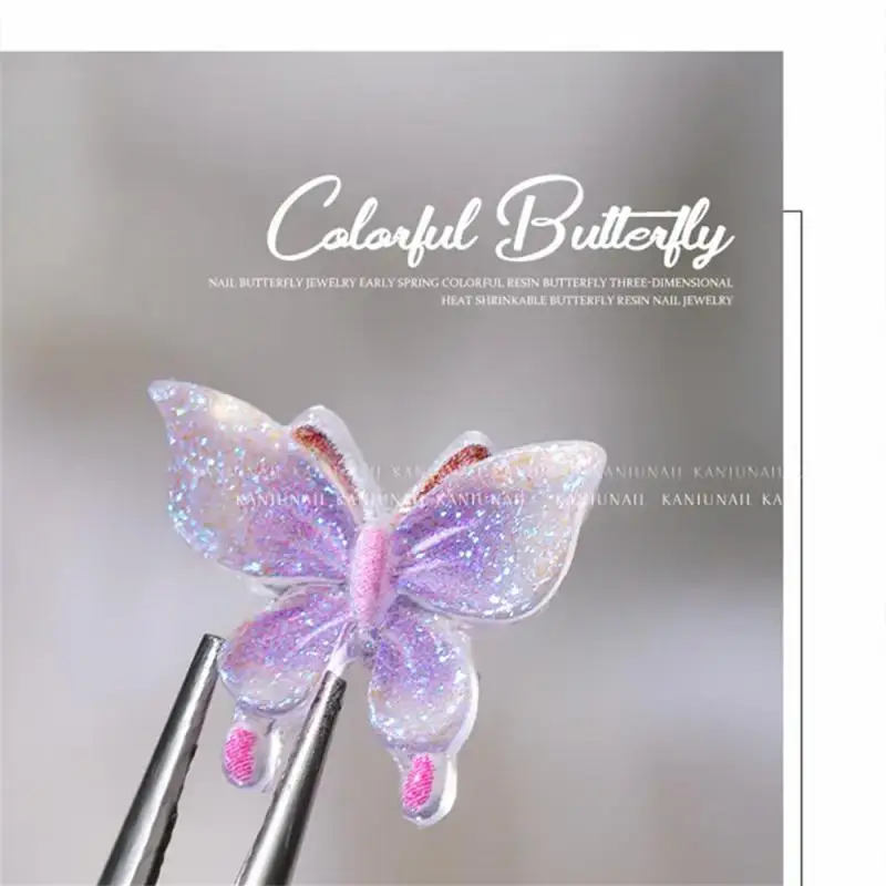 Słodki luksusowy motyl Nail Art Charms 3D Żywica Kawaii Akcesoria Ozdoby kryształowe do paznokci Ice Clear Carft Ornament