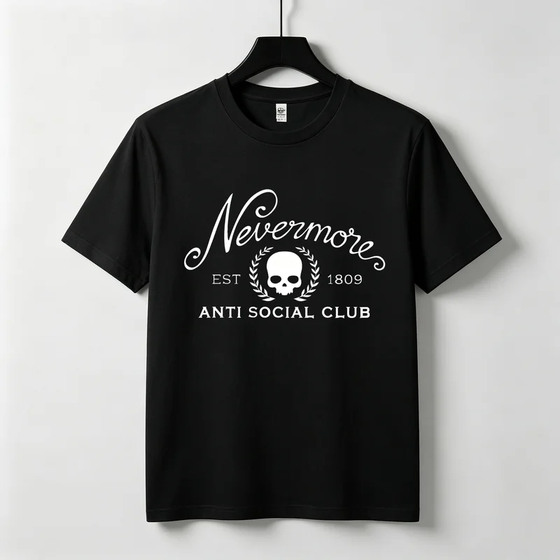 Anti Social Club T-Shirt Skull Emblem Vintage Letter Print Men Women Casual Cotton Streetwear Tops Gothic Fashion Y2k Top Unisex