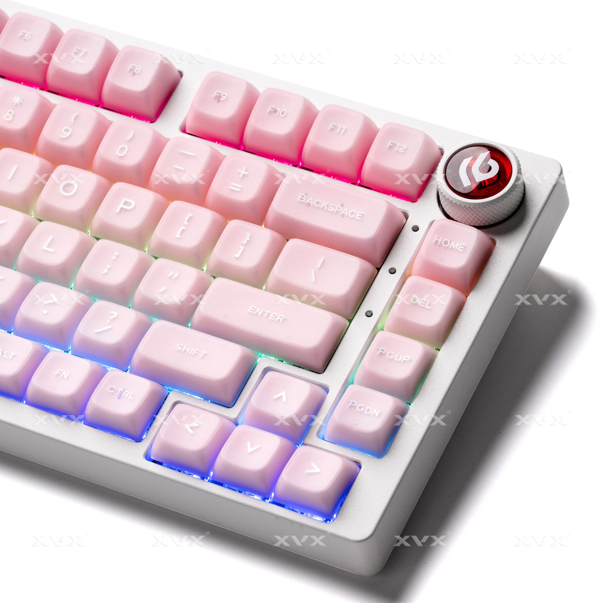 XVX Pink Jade Keycap MDA Profile Double Shot PBT Key Cap Set Translucent Shine Through Keycaps for Mechanical Keyboard 132 Keys