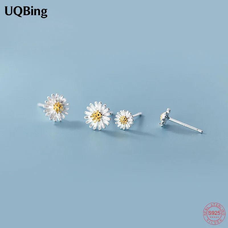 1 Pair 6MM/8MM Fashion Sweet Women Daisy Flower Stud Earrings For Girls 925 Sterling Silver Birthday Gifts Jewelry