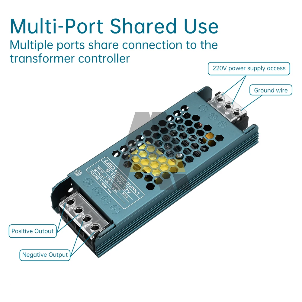 Transformadores de iluminación ultradelgados, convertidores de 220V a 12V CC, 60W, 100W, controladores LED, transformador de CA/CC para luces LED con interior para el hogar