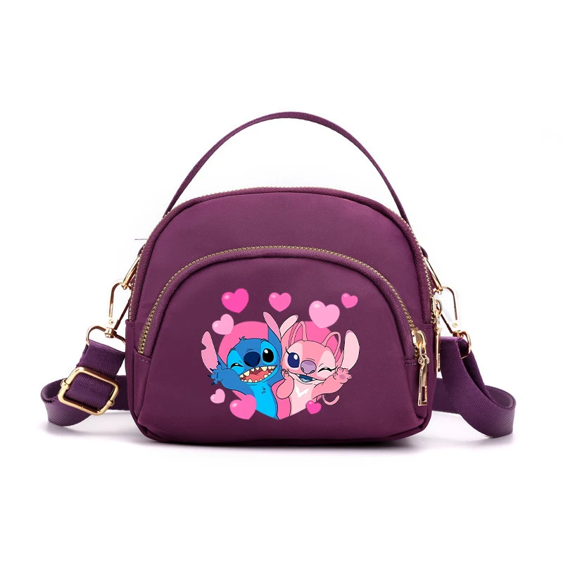 Disney Stitch Women Shoulder Bag Anime Cartoon Zipper Satchel Bag Lady Multi-functional Mobile Phone Storage Bag Mini Handbags