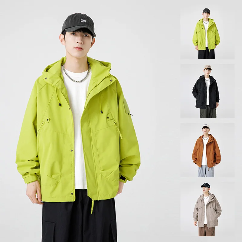 

Корейская мужская одежда, комплект для пар, костюм для взрослых и мужчин, пальто, мужская водонепроницаемая уличная ветровка, функциональная спецодежда, стиль