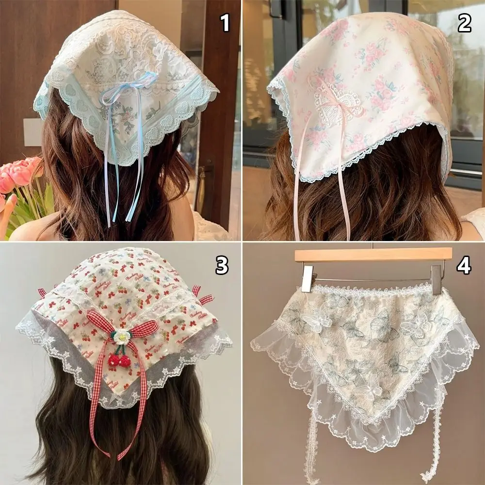 متعدد الألوان الدانتيل فراشة عقال الأزهار نمط الفرنسية الرعوية نمط Bowknot الشعر وشاح إكسسوارات الشعر صور الدعائم رباط شعر