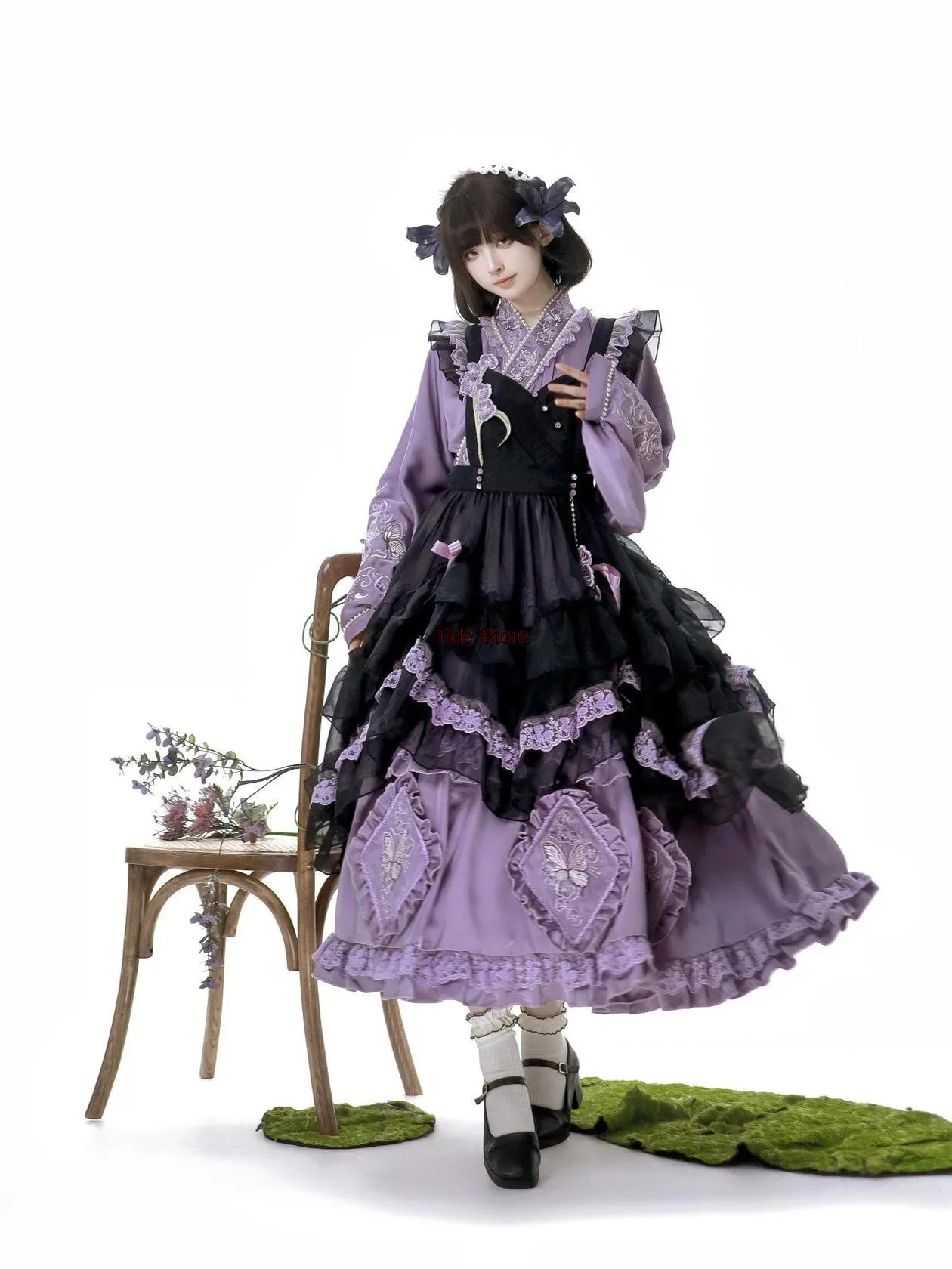 

Butterfly Orchid Garden Lolita Op Apron Cla Female Chinese Style Dress National Style Han Element Halloween Dresses