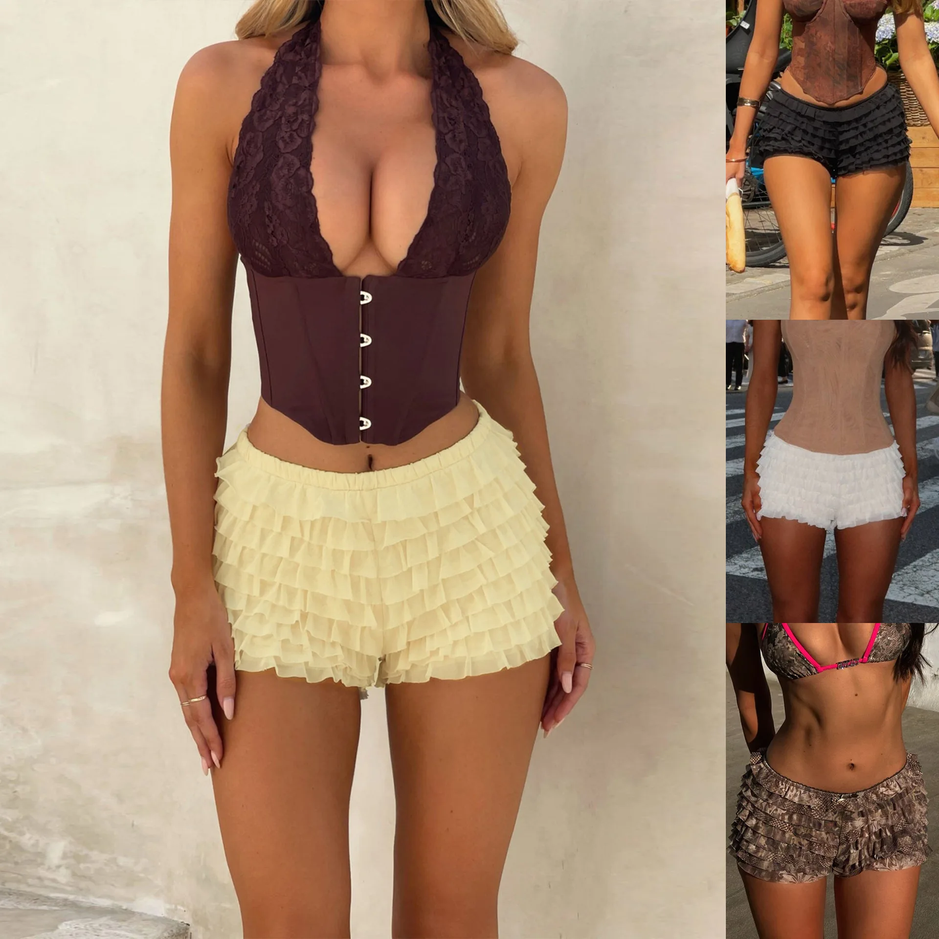 

Y2k Ruffle Casual Street Short Pants Fashion Sexy Club Streetwear Female Party Cloth Wholesale 2025 Women Luxury Street Pants