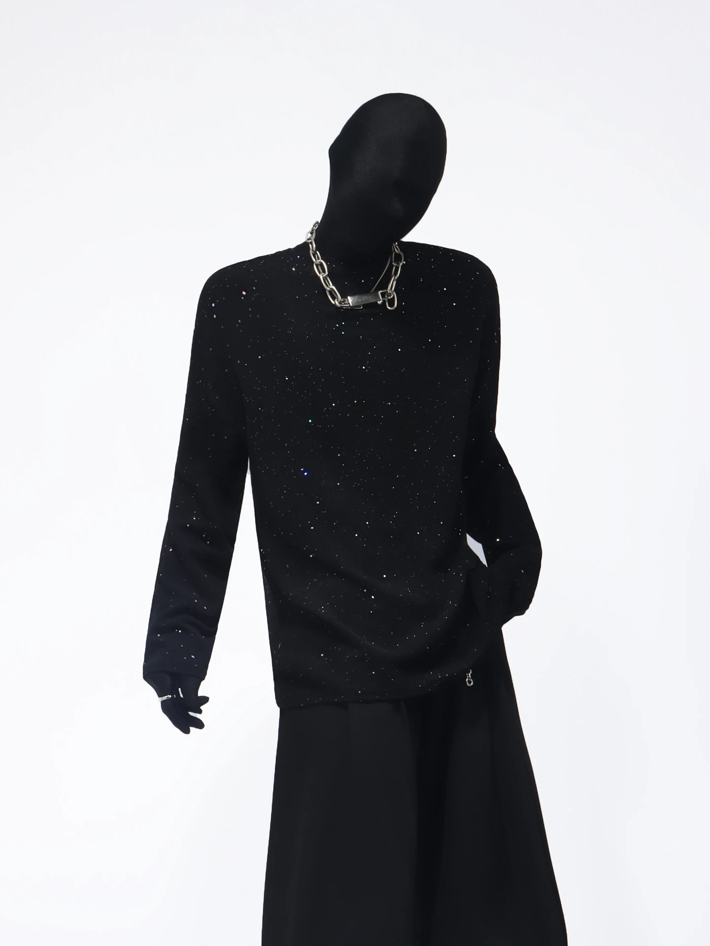 Fashion Trendy Men's Korean Heavy Embossed Design Starry Sky Long Sleeve T-Shirt Autumn Handsome Casual Loose High-End Top
