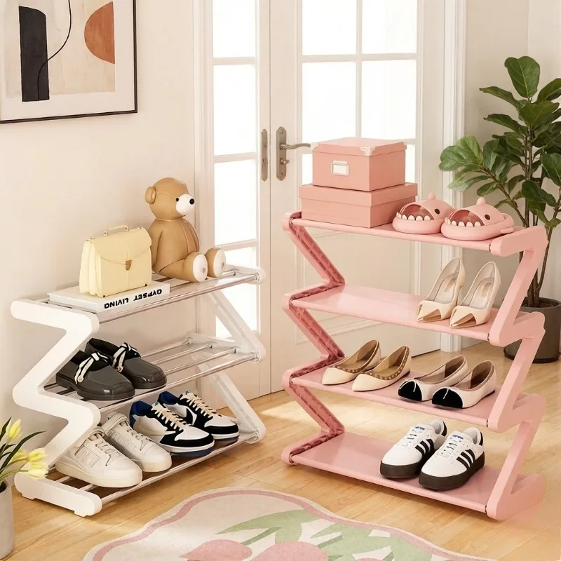 

4-ярусная Z-образная напольная полка для обуви, органайзер для хранения обуви в гостиной, спальне, прихожей
