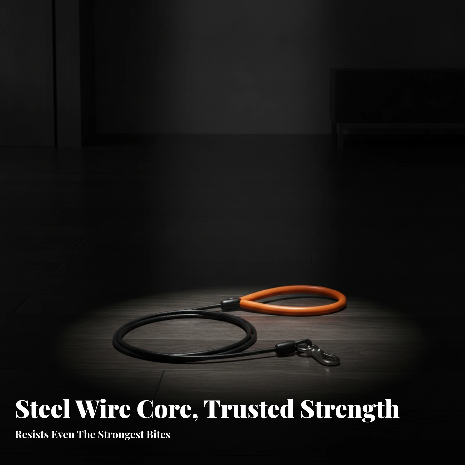 Wire Dog Lead Pet Accessory Rubber-Coated Leash Smooth Coiled Cable Leash Heavy Duty Flexible