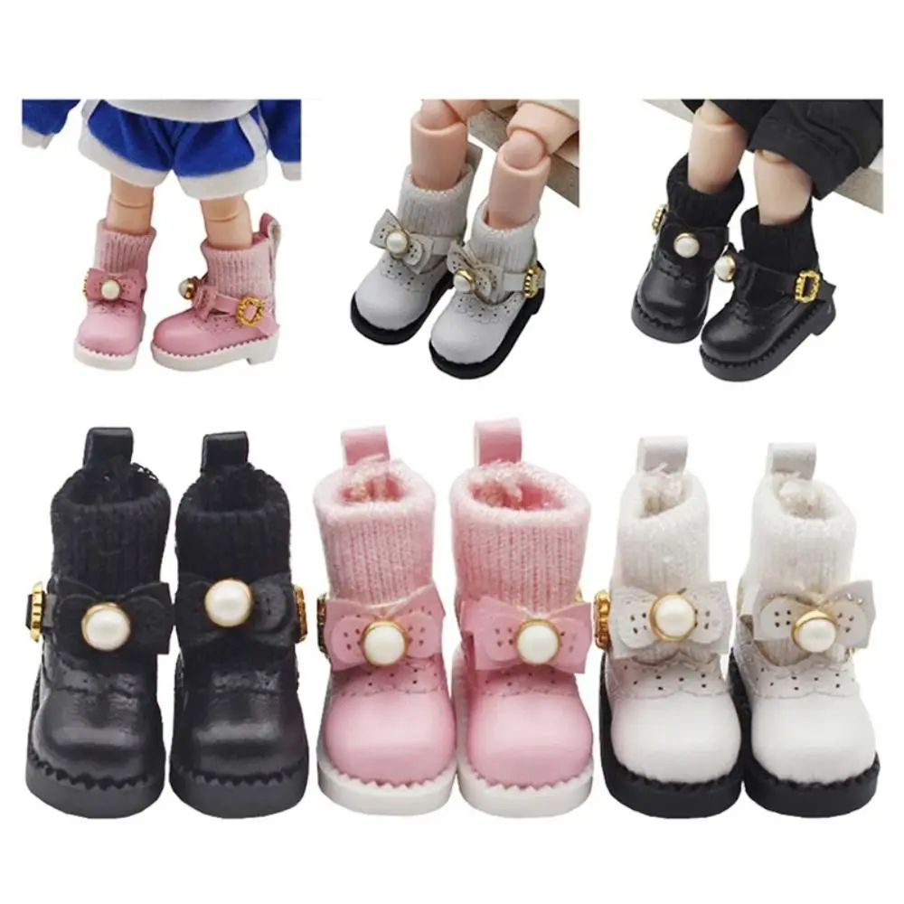 1 Paar Fliege Obitsu 11 Puppenstiefel Goldene Knöpfe Mini 1/12 Bjd Puppe Lederschuhe Mode GSC 1/12 Bjd Puppenstiefel