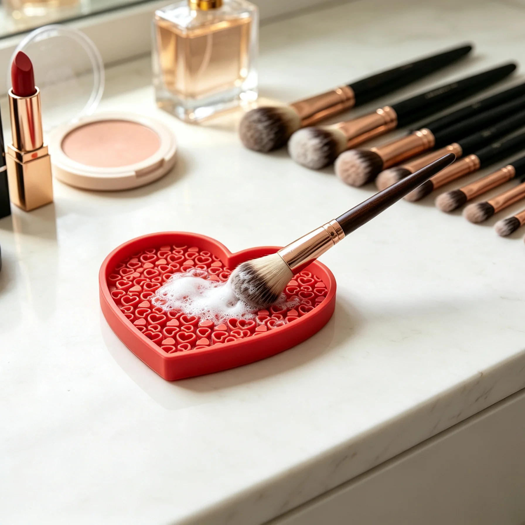 Makeup Brush Cleaning Device, Bathtub-shaped for Washing Makeup Brushes, Powder Puff Cleaning Tray Home Decor