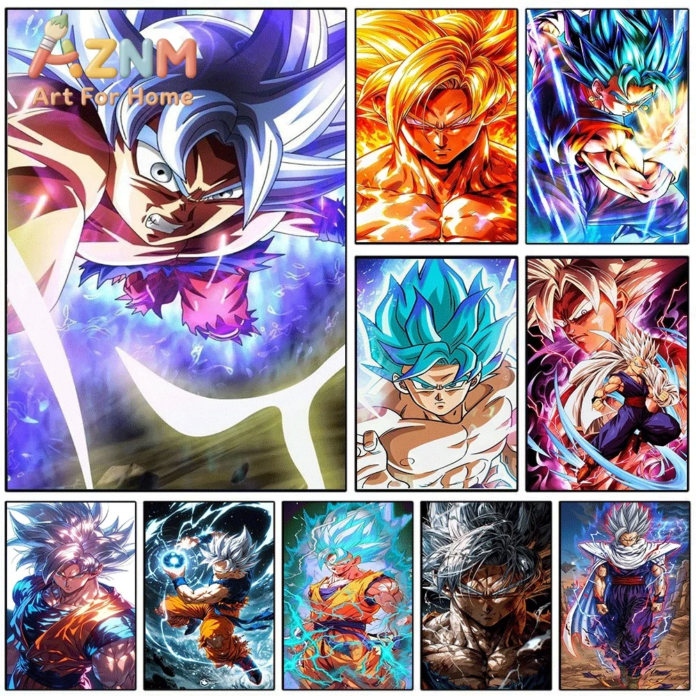 Dragon Ball Z, Goku en su forma de Ultra Instinto, Super Saiyan Azul, Gohan, cuadro de anime para decorar paredes, impresión individual sin marco, póster para decorar el hogar, ideal como regalo.