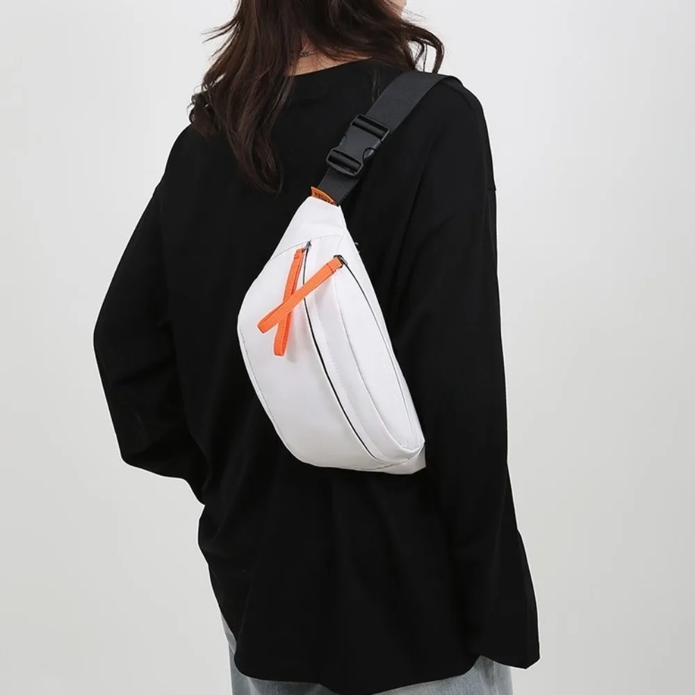 

Solid Color Nylon Waist Bag Multi-pocket Large Capacity Men Chest Bag Fanny Pack Adjustable Shoulder Strap Diagonal Shoulder Bag