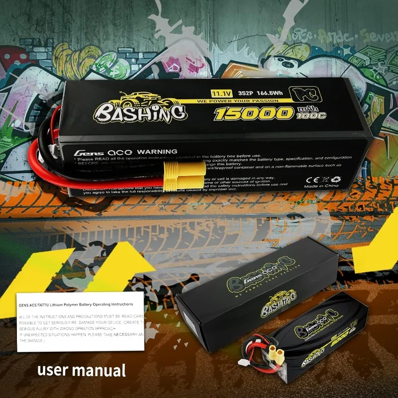 3S 리포 배터리 11.1V 15000mAh 100C 리포 배터리 EC5 플러그 포함 RC 자동차 RC 트럭 RC 모델용