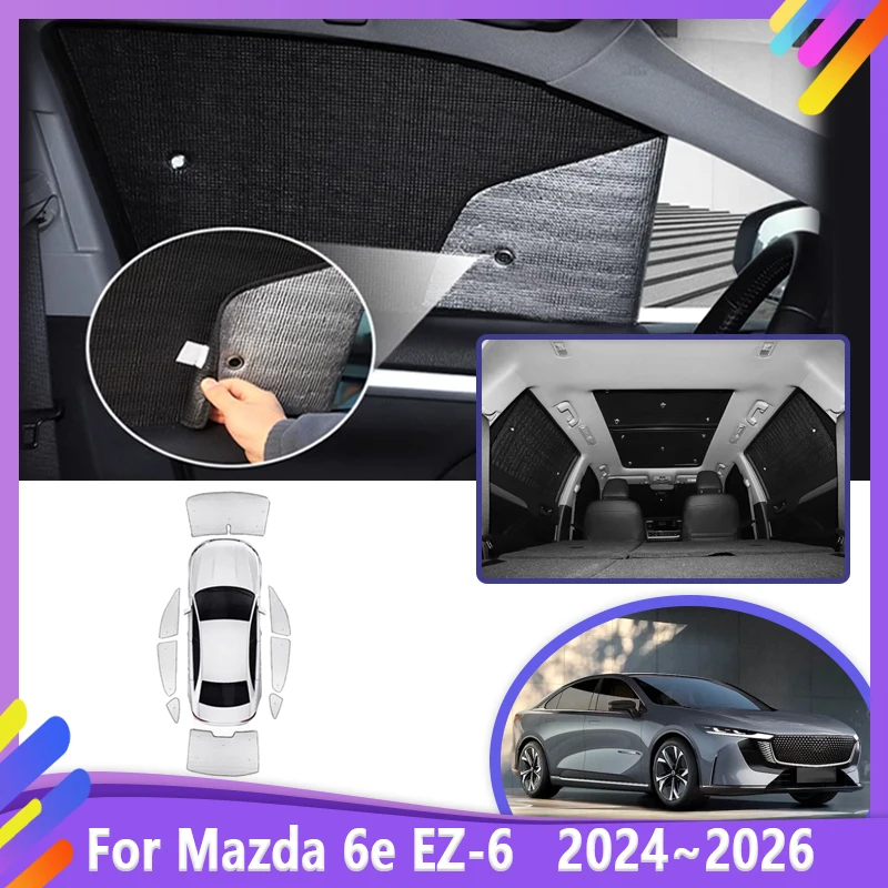 

Полный козырек на окно автомобиля для Mazda 6e EZ-6 J90A, аксессуары 2024, 2025 2026, занавеска на лобовое стекло, УФ-блокирующая крышка, солнцезащитные козырьки, автозапчасти