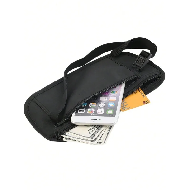 3-in-1 インビジブルナイロンウエストパック - 旅行/学校/ジム用の超軽量スリングバッグ、調節可能なストラップ付きの防水隠しポケット