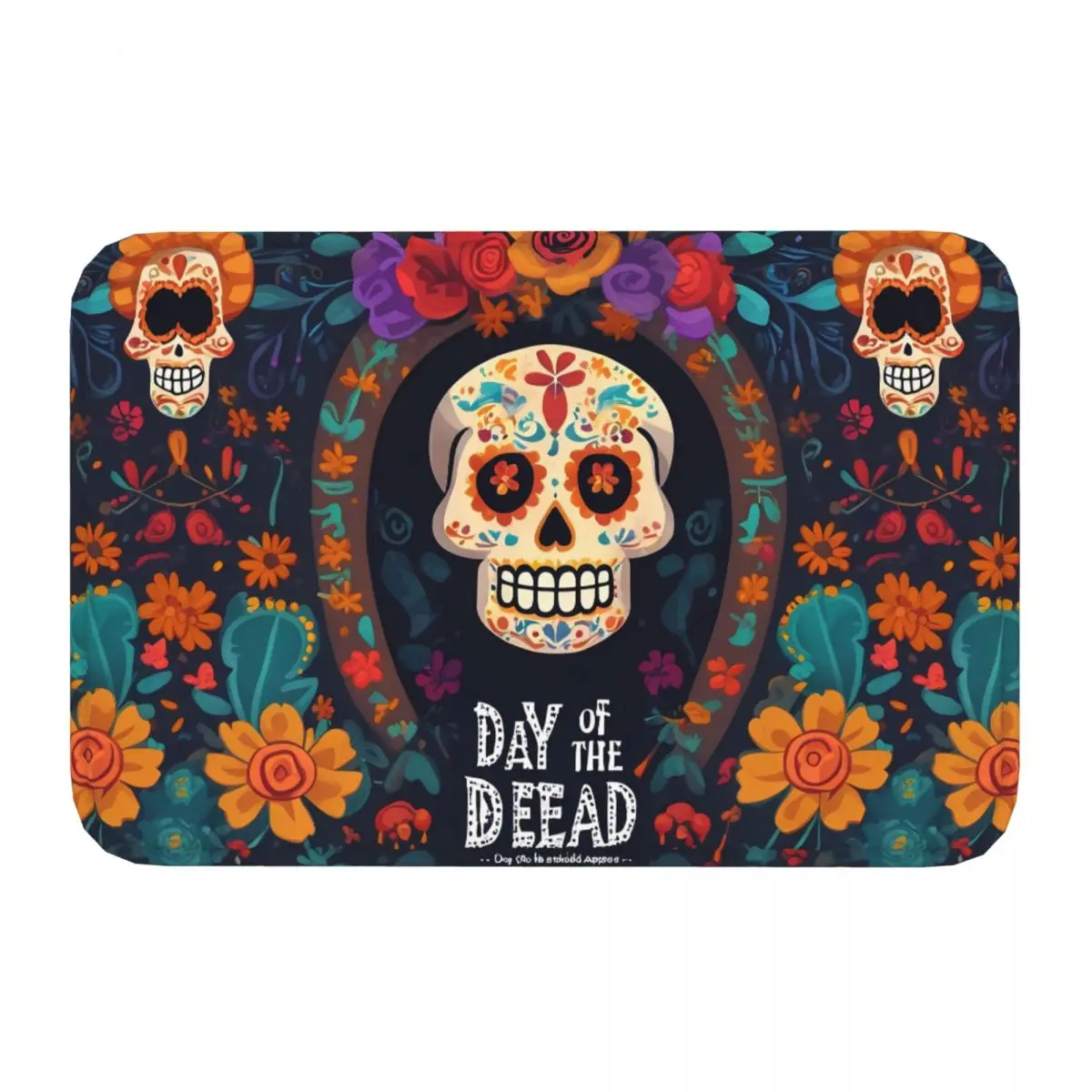 Day Of The Dead Skull 2 Doormat Non-Slip Entrance Bathroom Kitchen Door Floor Mats Toilet Carpet Rug