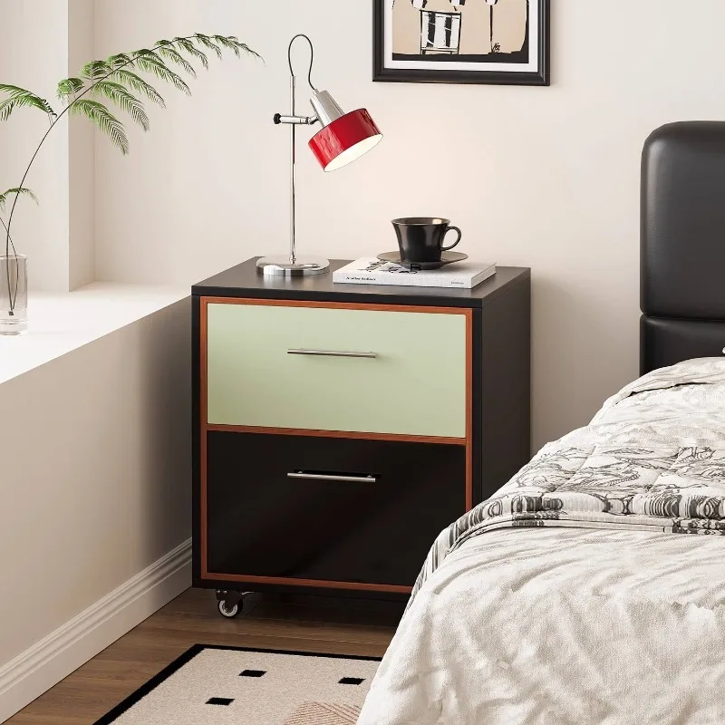 

Italian Green Designer Nightstands Bedroom Classic Unique Black Bedside Table Modern Narrow Mesitas De Noche Furniture Home