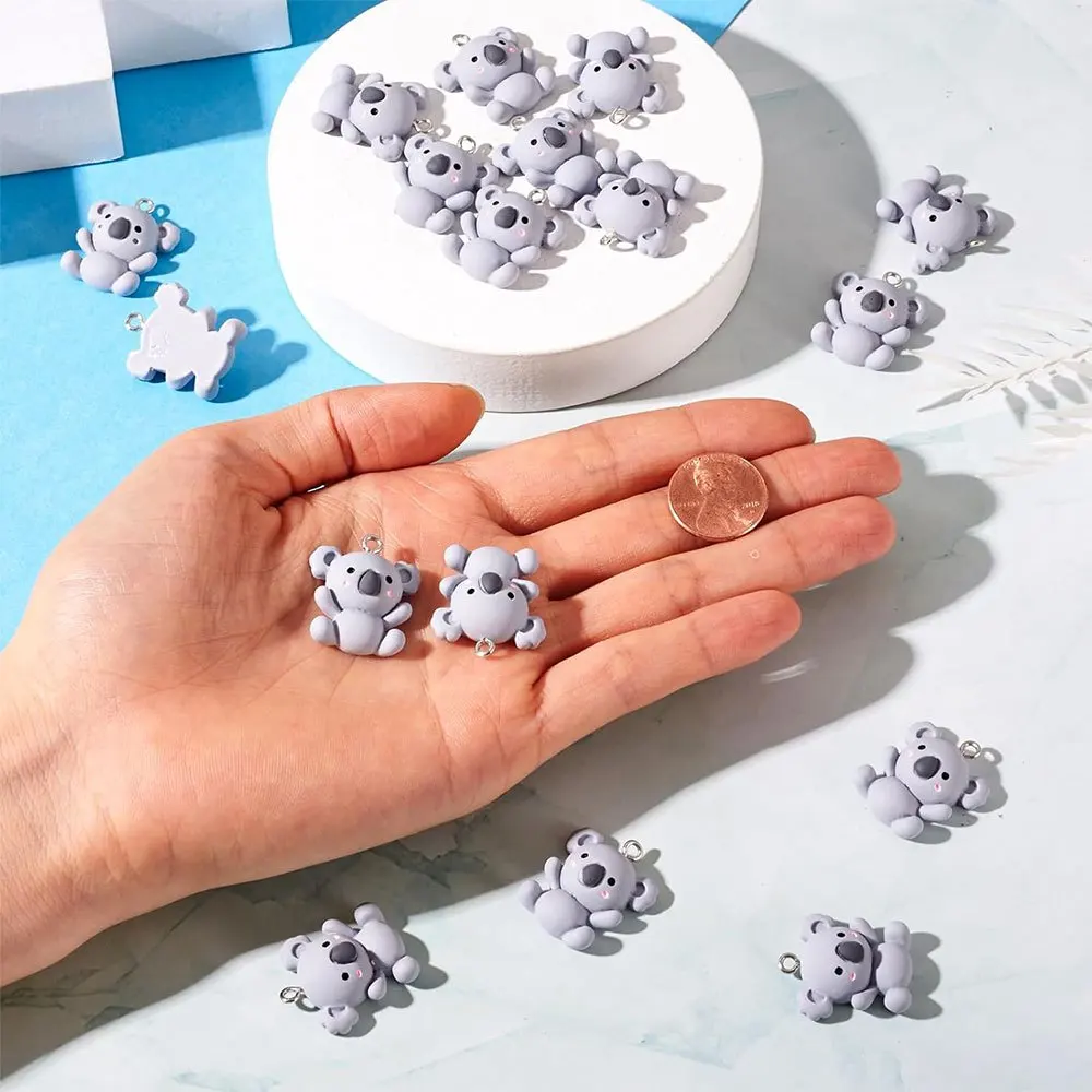 3/10/20pcs Resin Koala Shaped Pendant,DIY Jewelry Decoration Accessories,Christmas,Halloween,Valentine's Day,Thanksgiving Gifts view 2