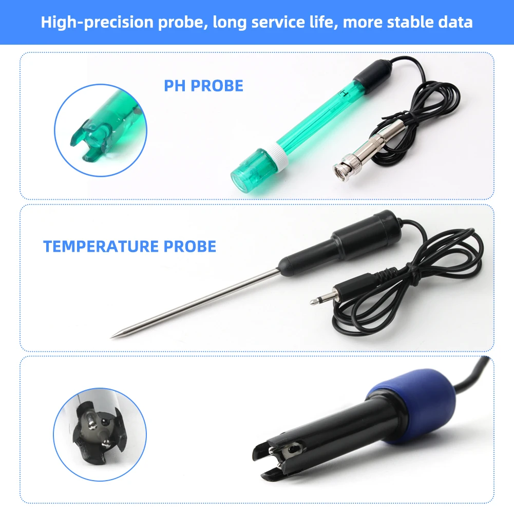 6In1 Water Quality Monitor Benchtop Digital PH ORP TDS EC CF Temperature Meter for Swimming Pool Aquarium Laboratory Probe Test