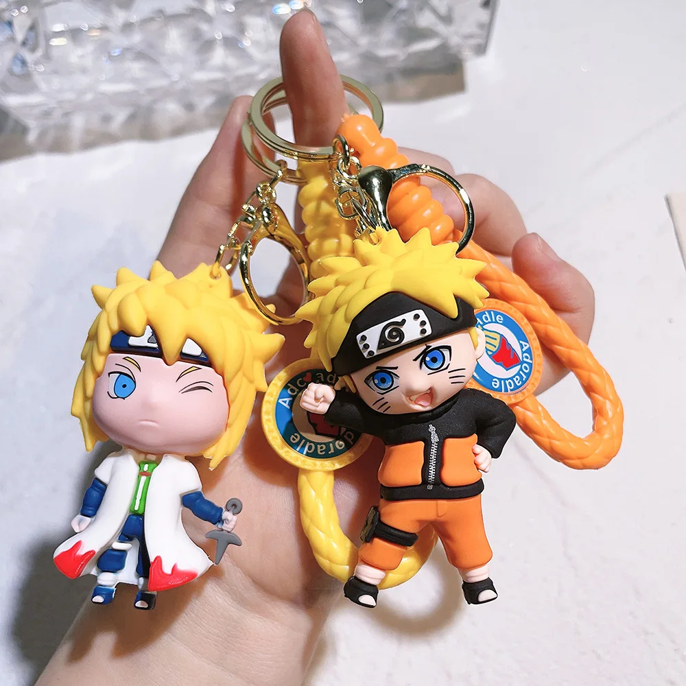 Cartoon PVC Naruto Anime Peripheral Keychain Naruto Silicone Figure Car Key Chain Christmas, Halloween Gift