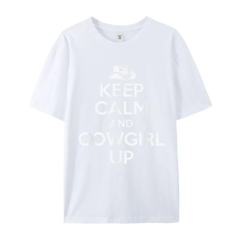Graphic Keep Calm And Cowgirl Up Group Tshirts Crewneck Pure Cotton Man Tees Short Sleeve Lovers Day Group Tee Shirts image 5