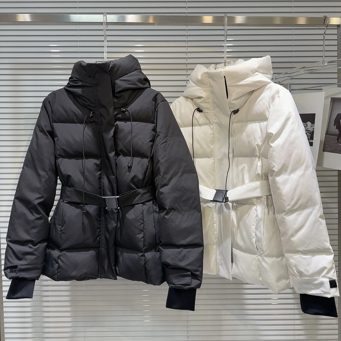 

Зимний шикарный однотонный тонкий пуховик с капюшоном, женский пуховик на белом утином пуху на молнии, паркерские пуховики, женские толстые теплые с поясом, верхняя одежда