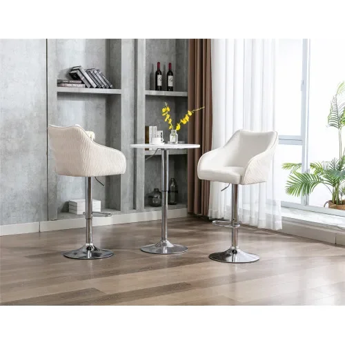 2 Sets of Rotating Bar Stools, Modern Counter Height Chairs with Backrest, Suitable for Bar Kitchen Beige