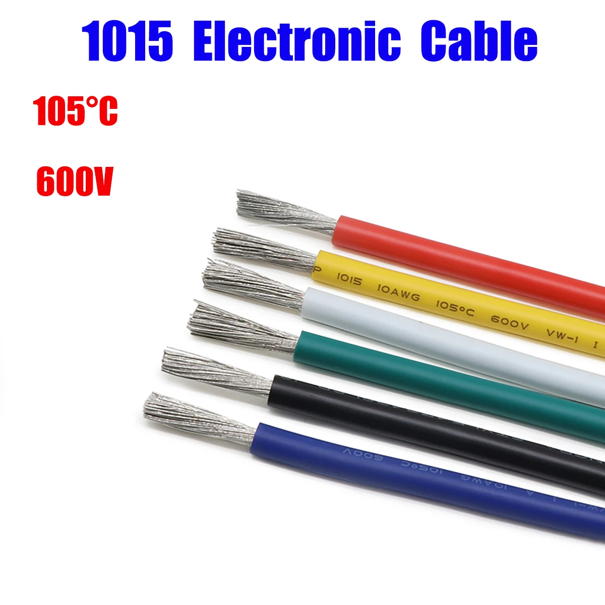 Stranded UL1015 Cable Auto Car Electrical Equipment Hook-Up Wire 8 Colors 600V 105°C 10AWG 8AWG Rohs