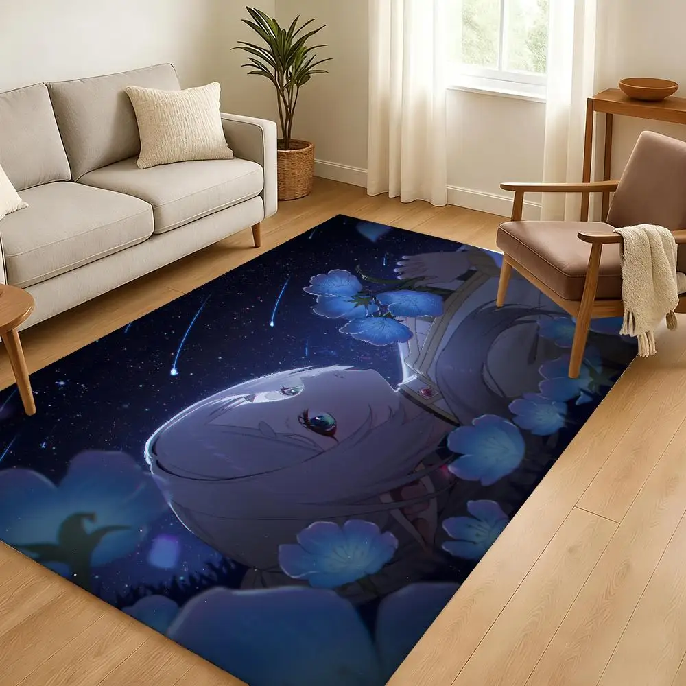 Frieren-Beyond-Journey’s-Ends Anime Floor Mat Soft Thickened Absorbent Non-Slip Bedroom Living Room Door Mat Home Flannel Rugs
