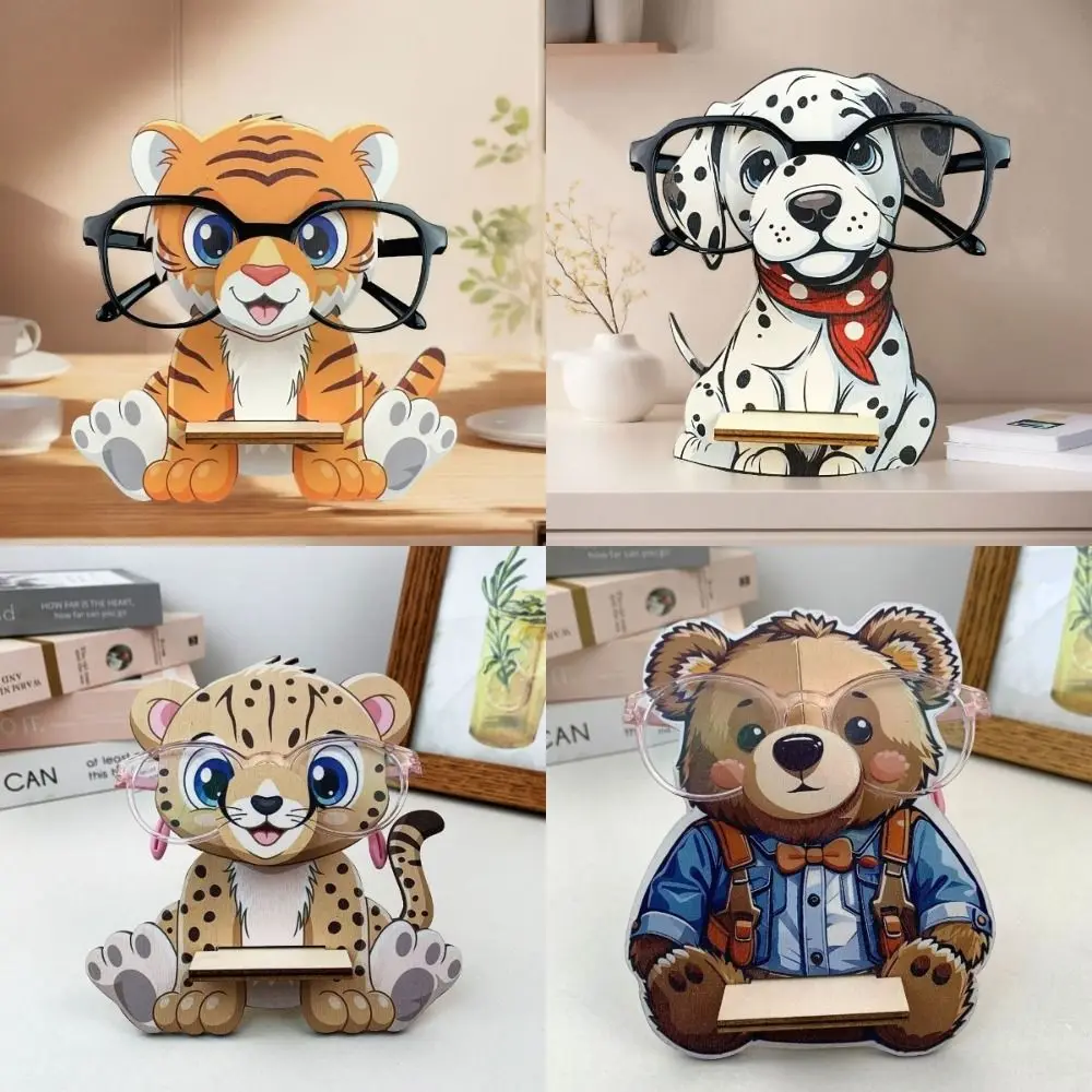 Cartoon Eyeglasses Holder Stand Animal Handmade Glasses Storage Rack Cute Wooden Spectacle Display Rack for Men Women Adults
