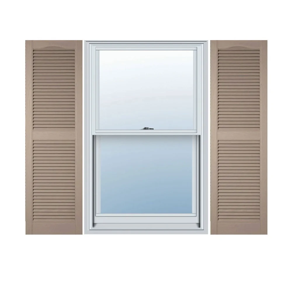 Standard Vinyl Open Louver Shutters 12x36 Durable Fade Resistant Lightweight Exterior Decor Includes Installation Spikes