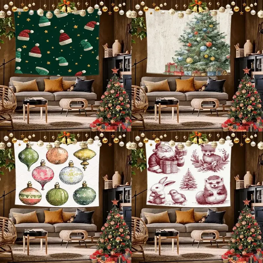 HD-Christmas Tree Tapestry – Festive Background Cloth for Bedroom, Dorm or Rental Space, Wall Hanging Decorative Bedside Cloth