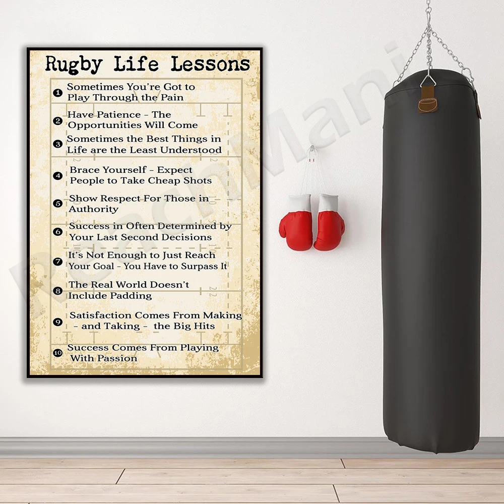 Rugby Posters Home Decor, Rugby Life Lessons Frameless Posters, Rugby Posters, Rugby Player Gifts, Boys Rugby Gifts