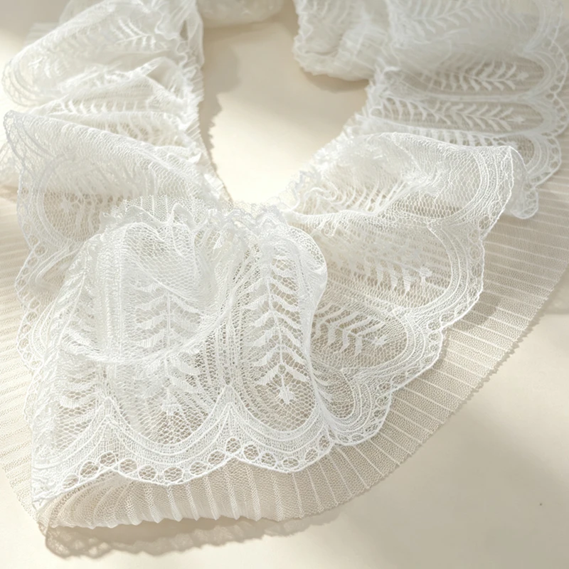 Pleated Lace Trimming Ruffle Ribbons For Dress Sleeves Cuff DIY Clothing Sewing Accessories Lace Edge Crafts Materials
