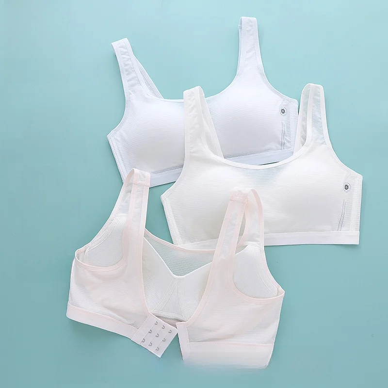 

Teenage Girls' Three-Stage Backless Bra Underwear Student Developmental Period Clothing Shoulder Strap Style U-Neck Cotton Pad