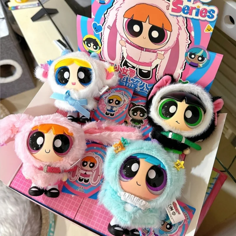 New Hot The Powerpuff Girls Cape Cross-Dressing Doll Blind Box Doll  Vinyl Doll Backpack Pendant Key Rings/Chains Art Toy