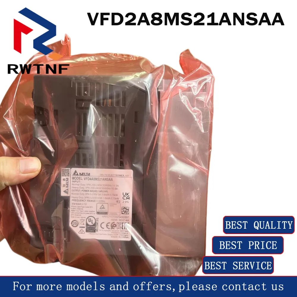 Brand New Genuine VFD2A8MS21ANSAA Delta 0.4KW 220V variable frequency drive (VFD),100% original warehouse stock