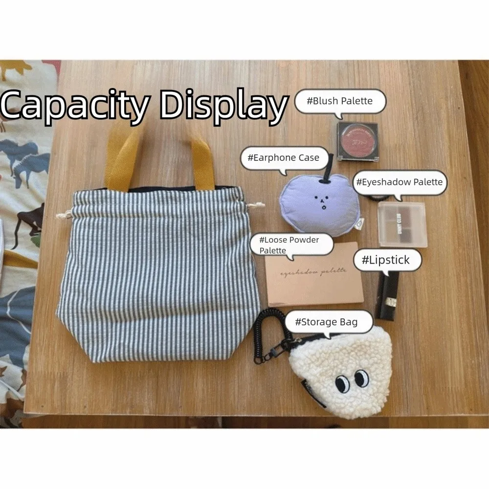 Borsa organizer con coulisse con manico superiore Portamonete portatile riutilizzabile portatile Strisce Comoda custodia per cosmetici Uso dei bambini