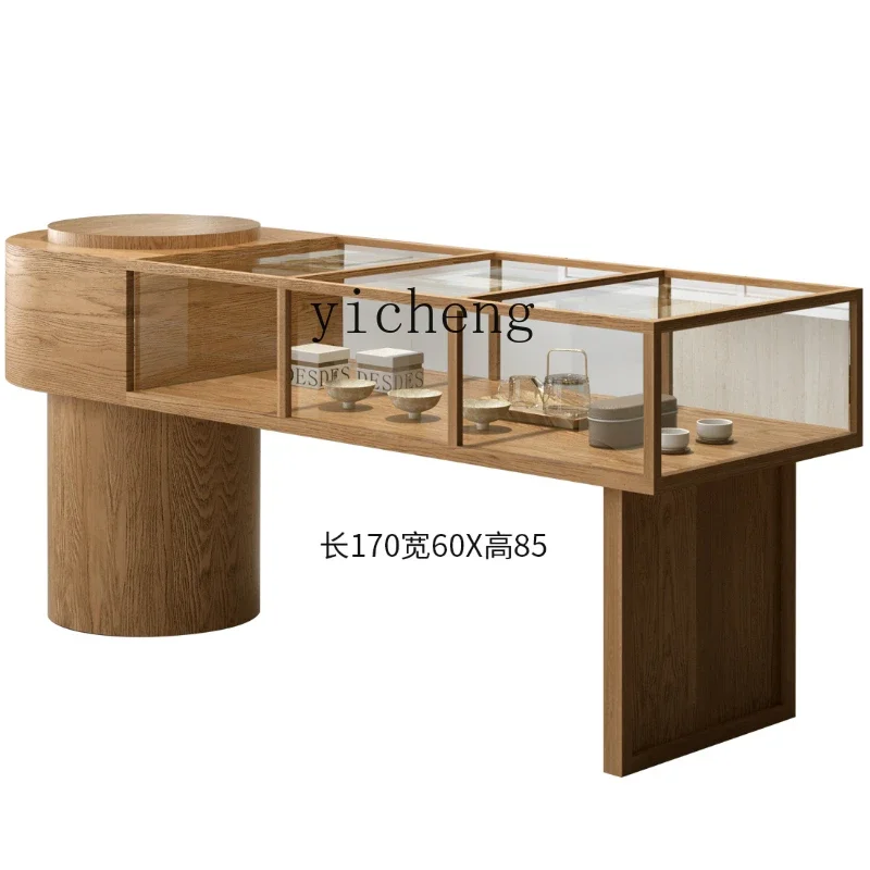 

ZC Display Cabinet Made of Glass Zhongdao Table Tea Room Tea Set Ceramic Jewelry Antique Jade Jade Display Shelf Display Counter