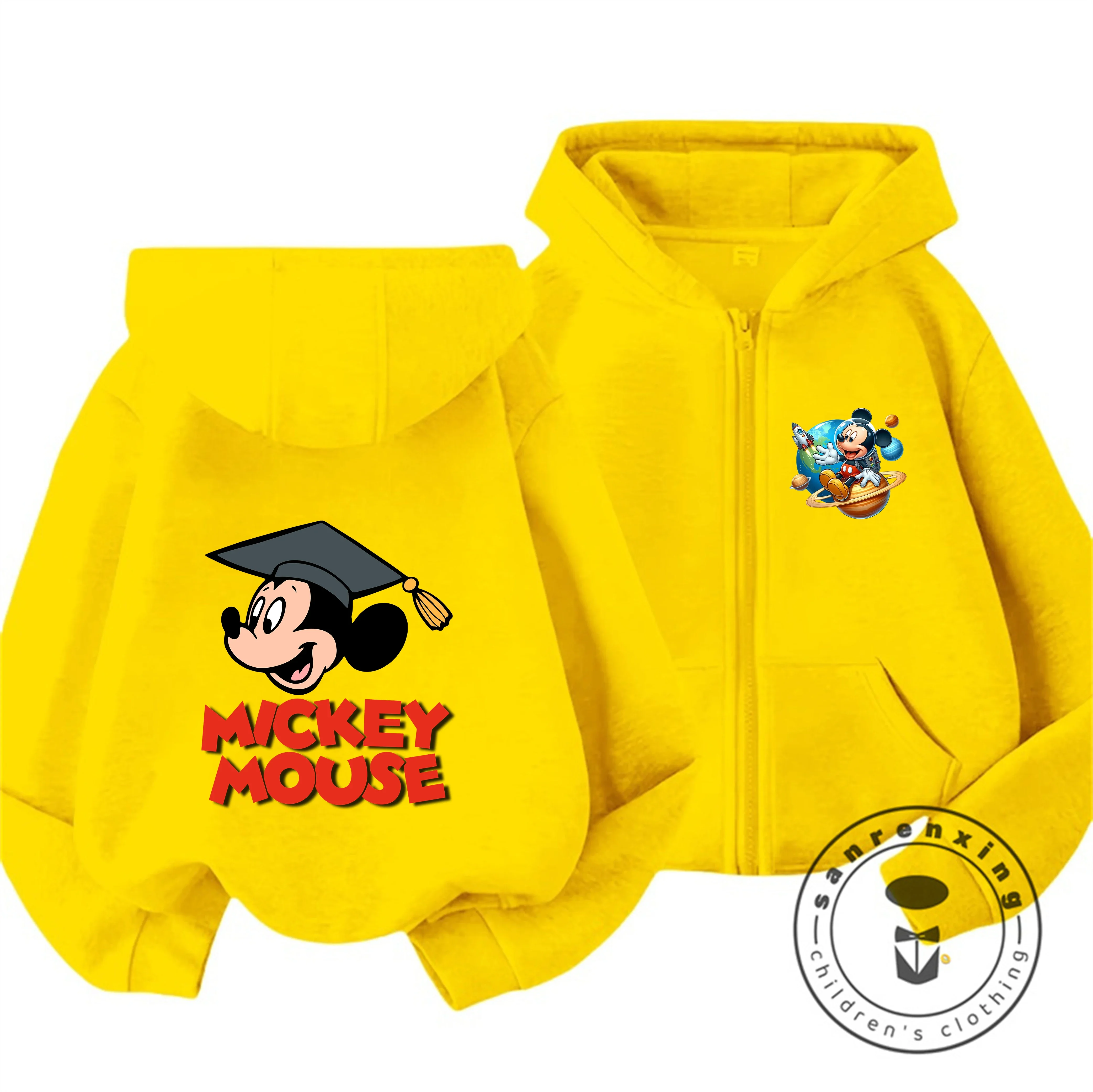 

Autumn Winter Casual Disney Mickey Mouse Zipper Hoodie 2026 3-14Y Boys Girls Cute Cartoon Hot Street Warm Children