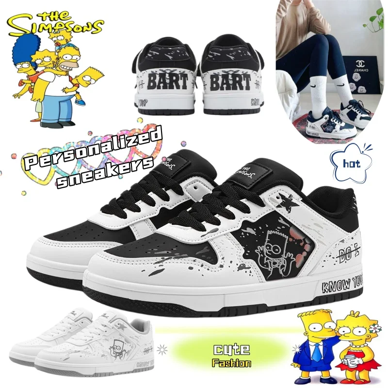 

The Simpsons trendy shoes, fashionable and personalized men's graffiti color-block casual sneakers, birthday gift for friends