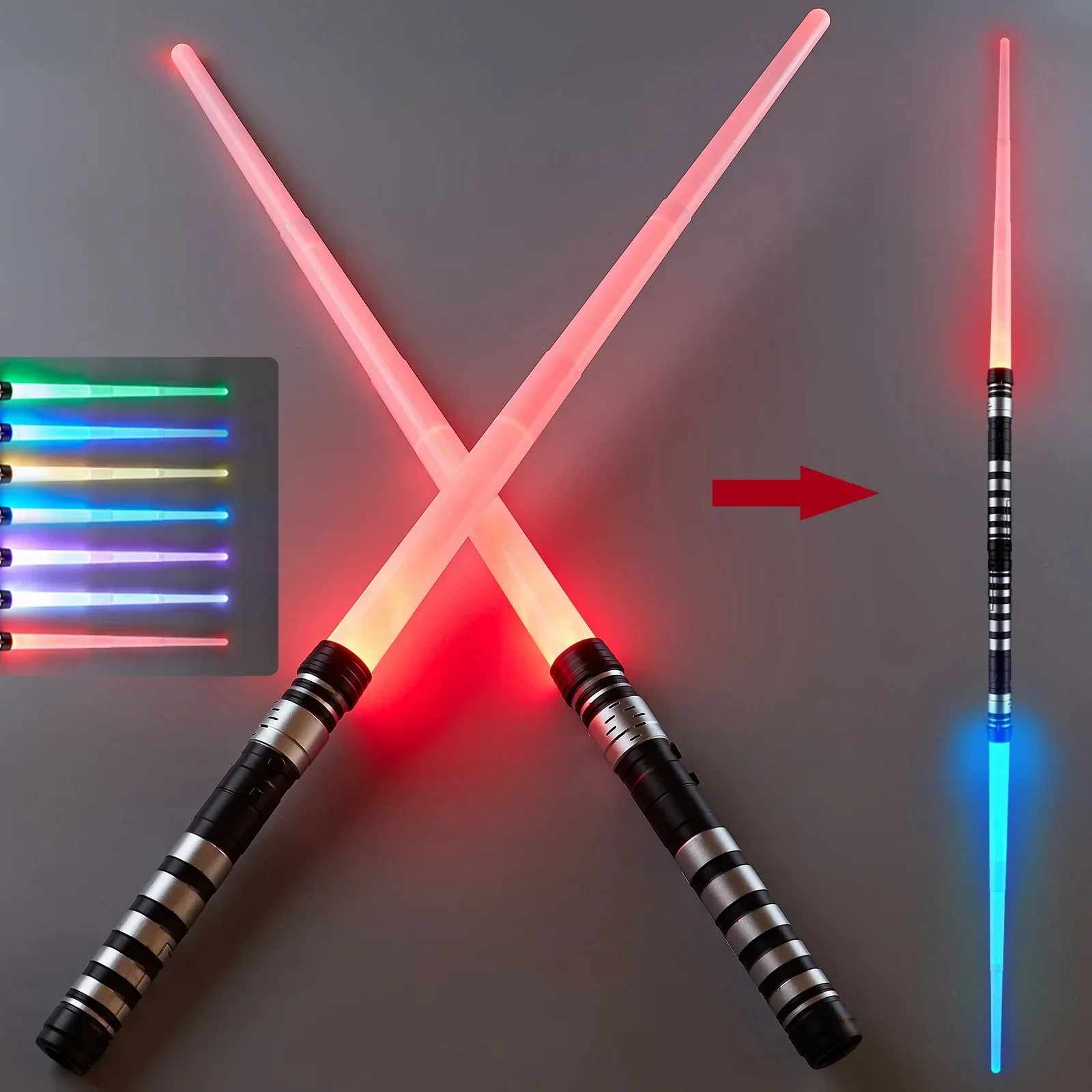 1A-7-Color Retractable Kids Lightsaber with Sound FX & Light Show, 2-in-1 Role-Play Sword, for Halloween/Birthday/ Christmas
