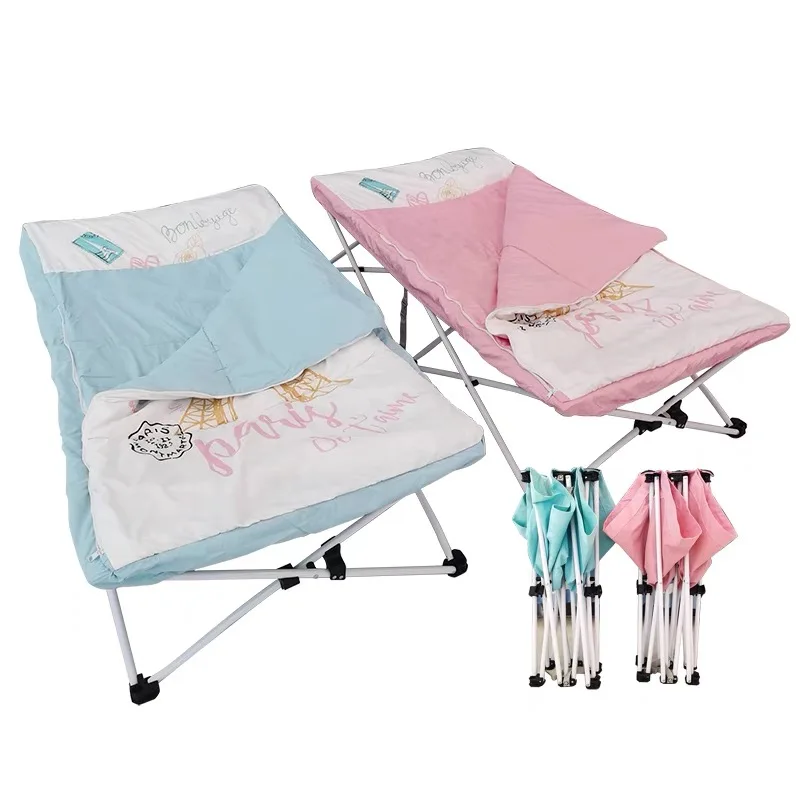 Toddlers Sleepover Fold Up Chlidren's Camping Beds Children's Folding Camp Bed Foldable Cot for Kids  Easy-carrying