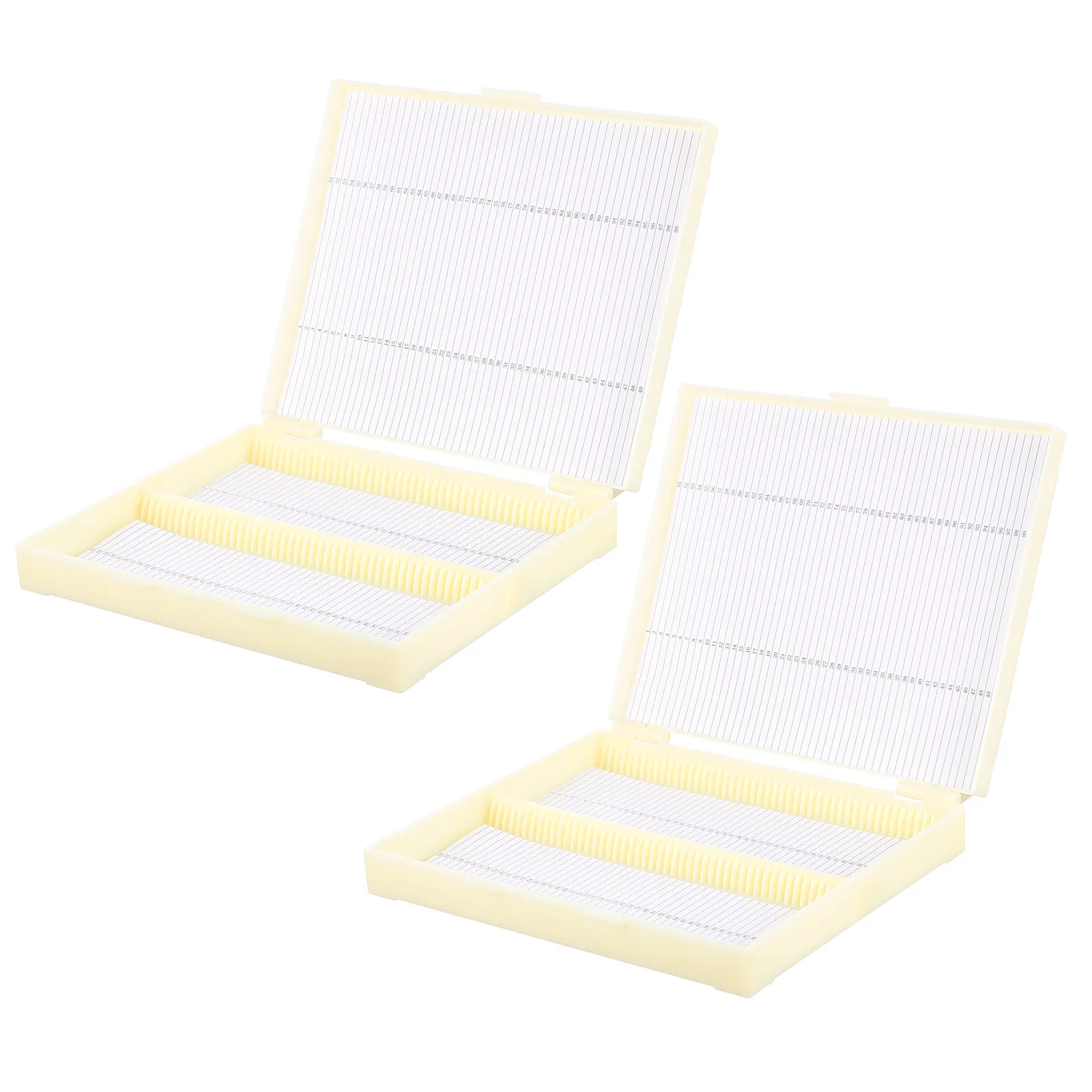 2Pcs Microscope Slide Storage Holder Premium ABS Plastic Slide Storage Box with Numbered Slots Sturdy Buckle Latch for Organized