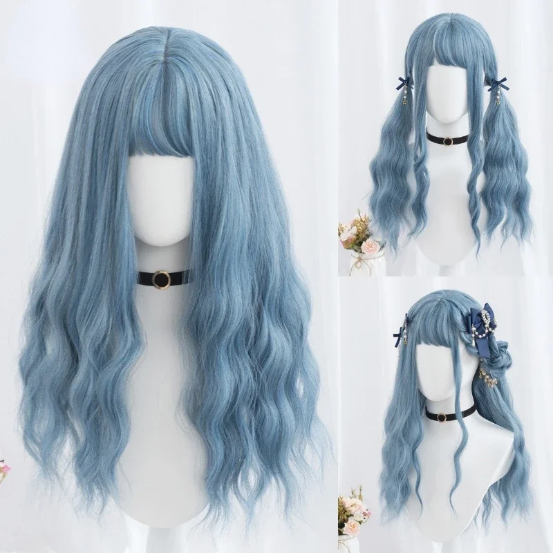 

Women's Synthetic Lolita Wig Long Purple Blue Greeen Cosplay Hair With Bangs High Temperture