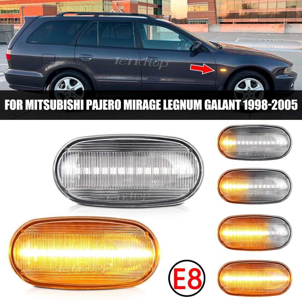 LED Side Marker Lights Sequential Turn Signal Smoked Lens Amber Lights for Mitsubishi Pajero Mirage Legnum Galant 1998-2005